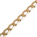 A late 20th century 9ct gold flat curb link chain necklace, necklace length 44cm, 9.1g No damage