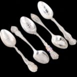 5 x American sterling silver souvenir spoons, including Georgia, Buffalo New York etc, length