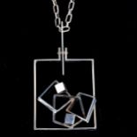 POUL E BOESEN/S BOESEN - a Vintage modernist Danish silver geometric pendant necklace, openwork