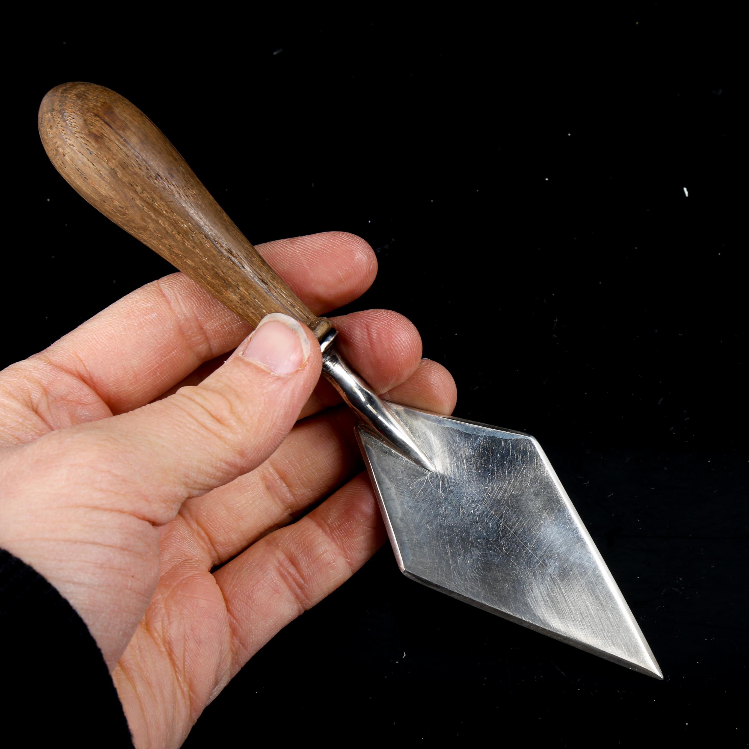 A small novelty silver plated gardening trowel, with turned wood handle, maker's marks J S and S, - Image 4 of 4