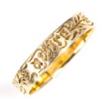 A French 14ct gold wedding band ring, inscribed Vous Et Nul Autre (you and no other), band width 4.