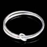 A modern handmade cast-silver double bangle, textured settings, maker's marks MVW, hallmarks