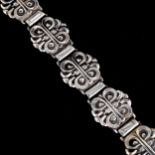 DAVID ANDERSEN - an early/mid-20th century Danish silver panel bracelet, bracelet length 18.5cm,