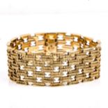 A Vintage 1970s 9ct gold bark gatelink bracelet, hallmarks Birmingham 1970, length 18cm, 42.2g No