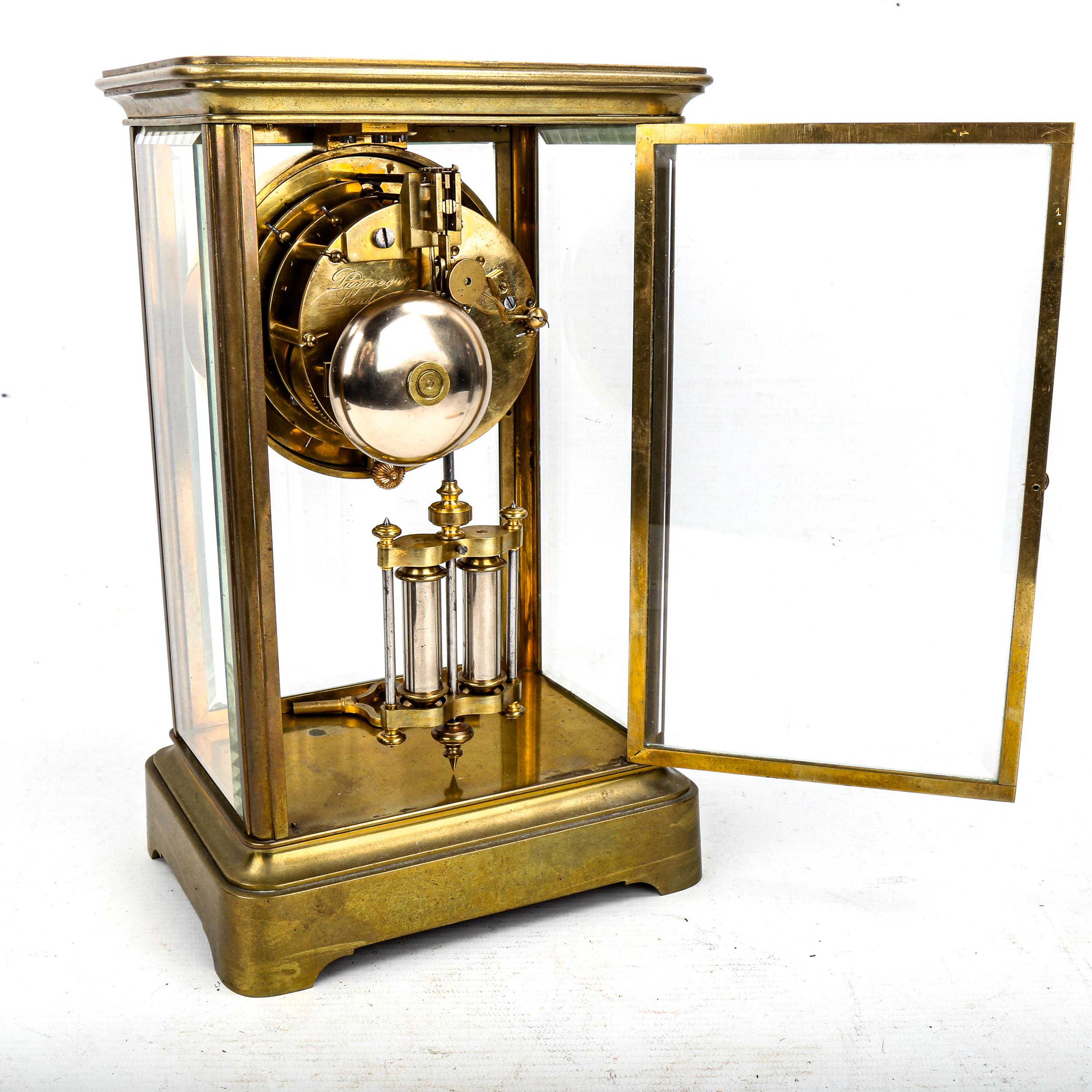 An early 20th century brass-cased 4-glass 8-day mantel clock, by Payne & Co of London, white - Image 2 of 5