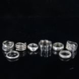 8 various handmade silver rings, 97.1g total (8) No damage, only general surface wear