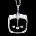 A Vintage modernist Danish silver abstract pendant necklace, maker's marks GPS, on sterling cable