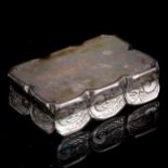 An Elizabeth II rectangular silver pillbox, modelled as a vinaigrette, with engine turned and