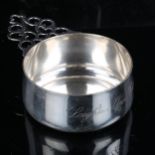 An American sterling silver quaich bowl, with pierced single handle, by Watson Company, model no.