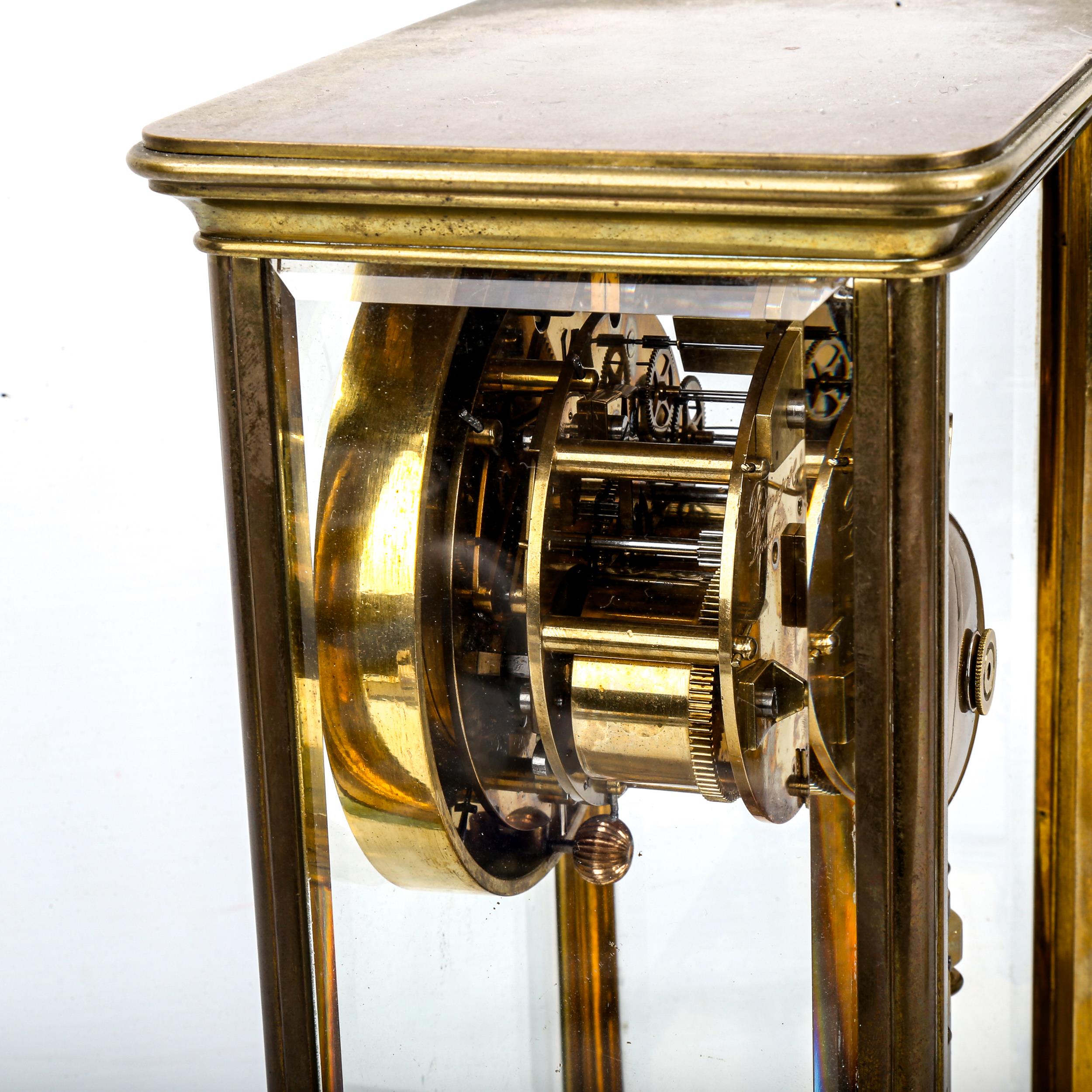 An early 20th century brass-cased 4-glass 8-day mantel clock, by Payne & Co of London, white - Image 3 of 5