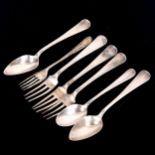Various Dutch silver spoons and forks and 1 x English silver fork, 9.1oz total Lot sold as seen