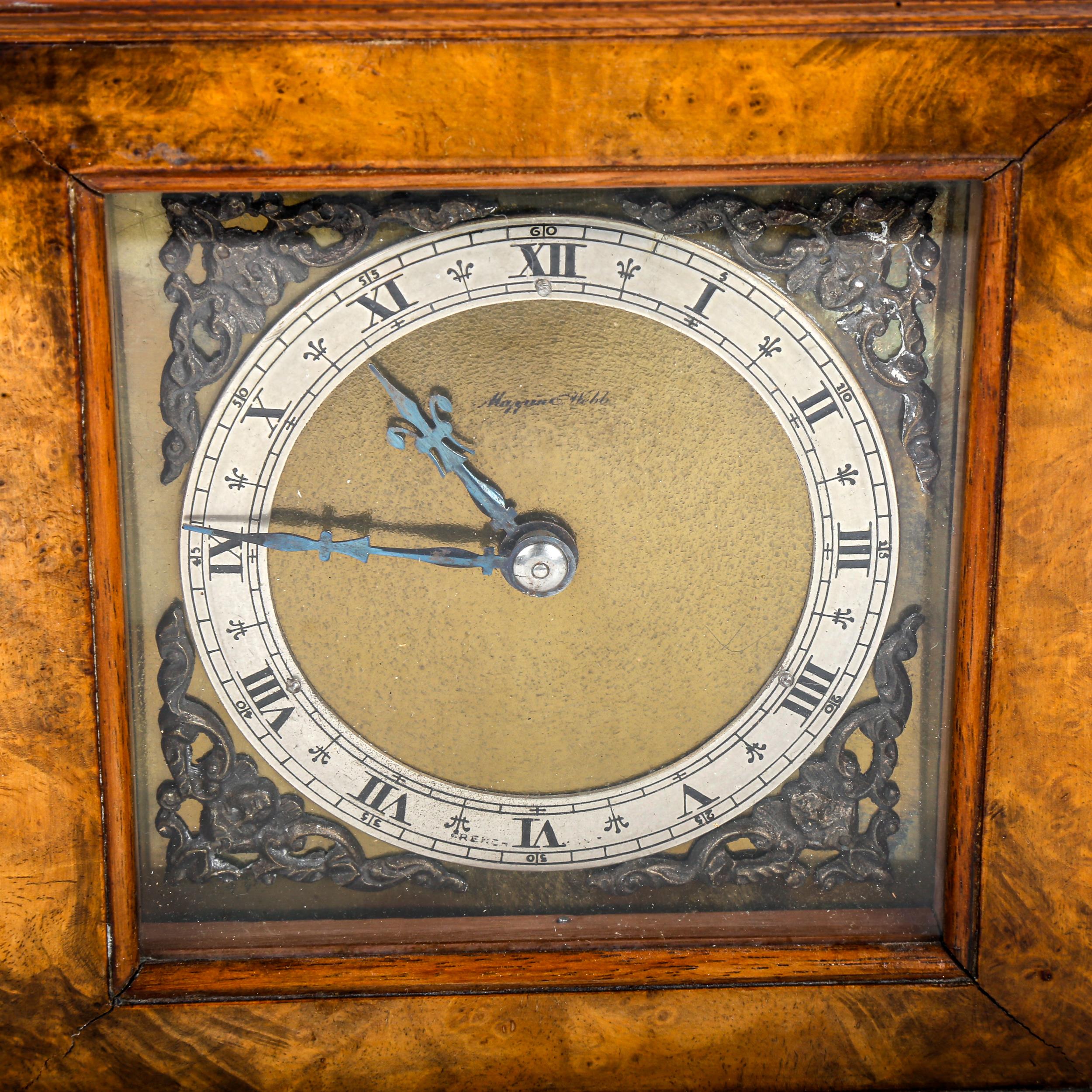 An early/mid-20th century Mappin & Webb burr-walnut bracket clock, brass dial with Roman numeral - Image 4 of 5