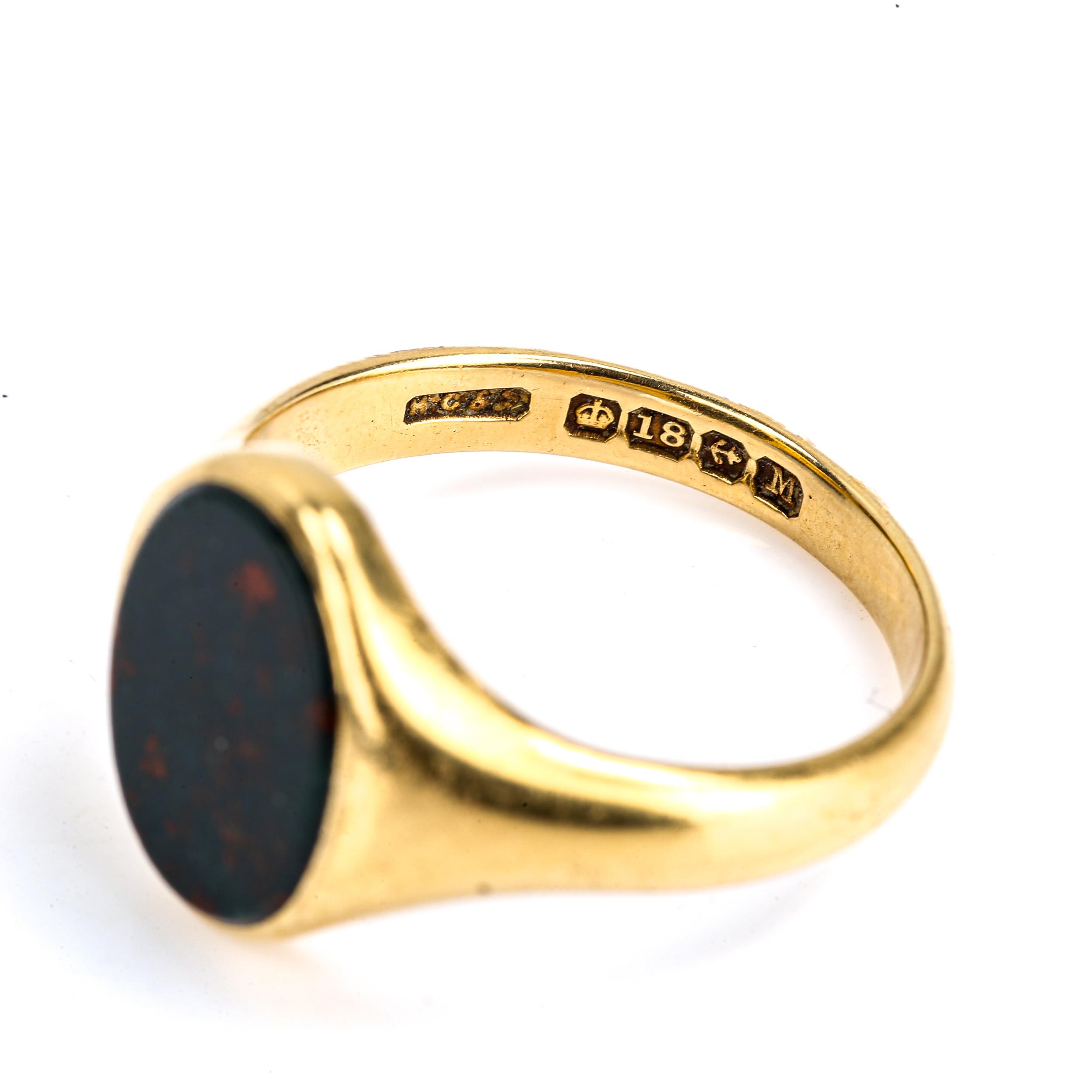 An early 20th century 18ct gold bloodstone signet ring, by Henry Griffith & Sons Ltd, hallmarks - Image 3 of 4