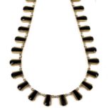 VOLMER BAHNER - a Vintage Danish vermeil sterling silver and black enamel fringe necklace,