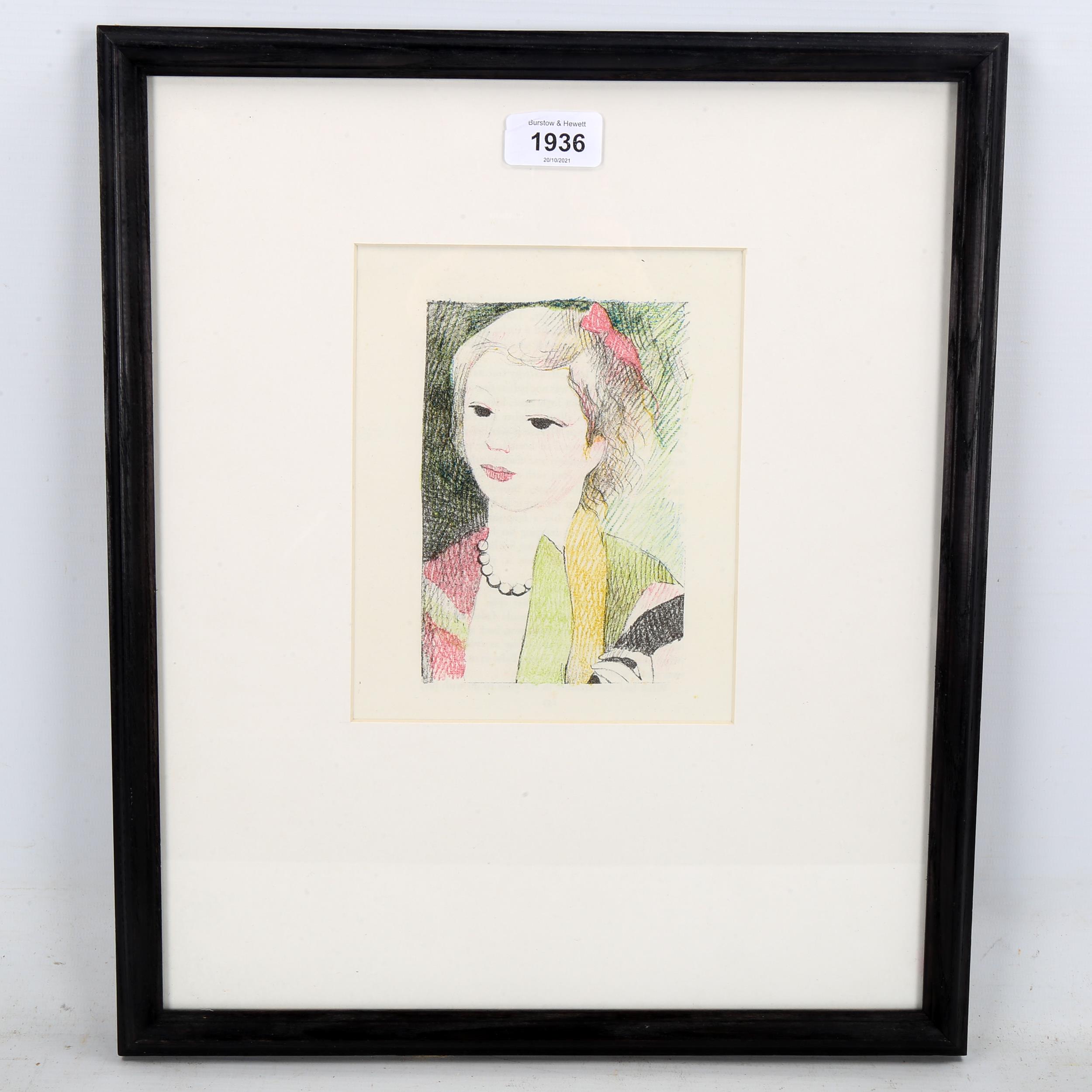 Marie Laurencin, original lithograph, garden party, published 1939, image 16cm x 11cm, framed - Image 2 of 4