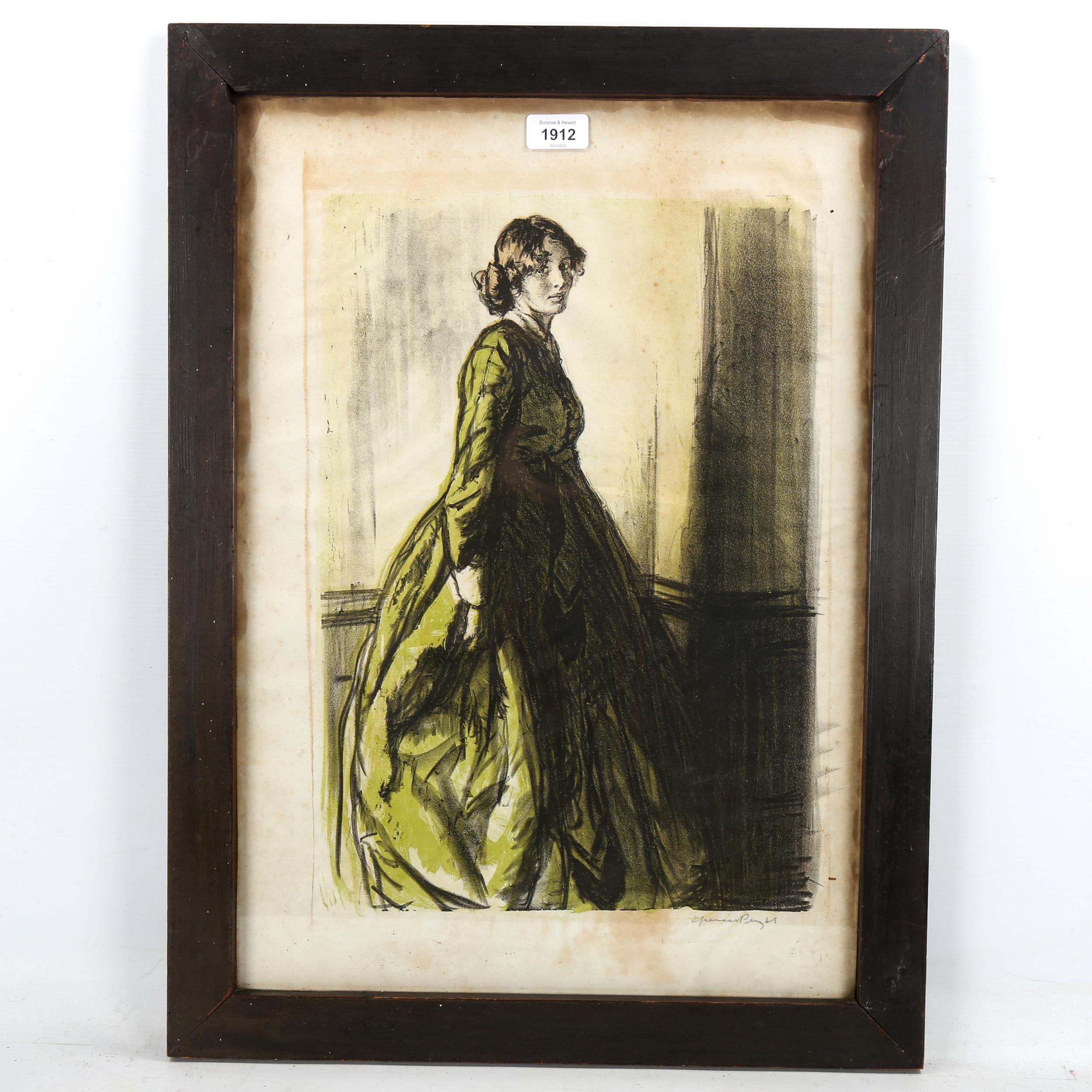 Gerald Spencer Pryse (1881 - 1956), colour lithograph, The Green Dress, signed in pencil, 44cm x - Image 2 of 4