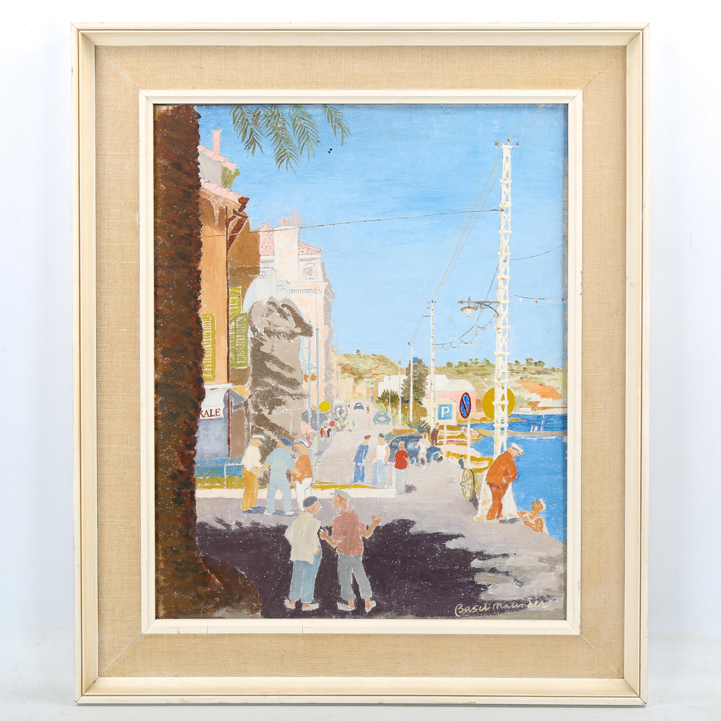 Basil Maunder, oil on board, Continental harbour scene, signed, 50cm x 40cm, framed Very slight - Image 2 of 4