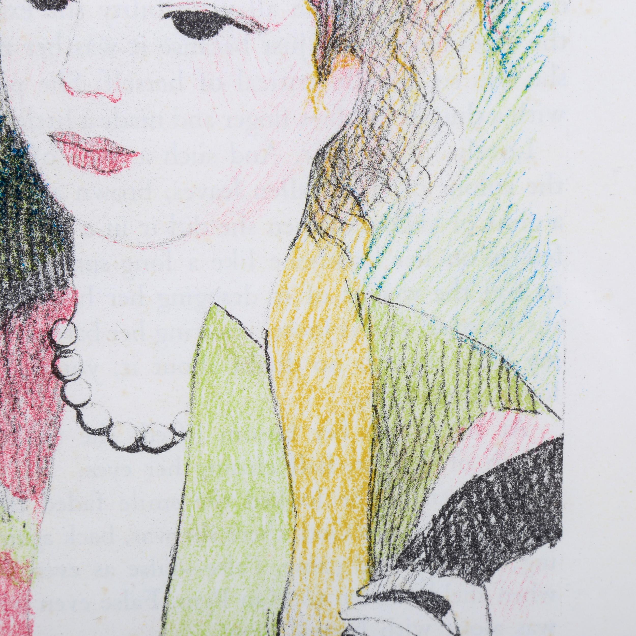 Marie Laurencin, original lithograph, garden party, published 1939, image 16cm x 11cm, framed - Image 4 of 4