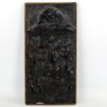 Arnold Daghani (1909 - 1985), painted textured concrete relief plaque, sombre man in a hat, dated
