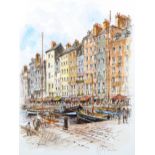 Alex Jawdokimov, watercolour, Honfleur, signed, 46cm x 35cm, framed Good condition, but bugs under