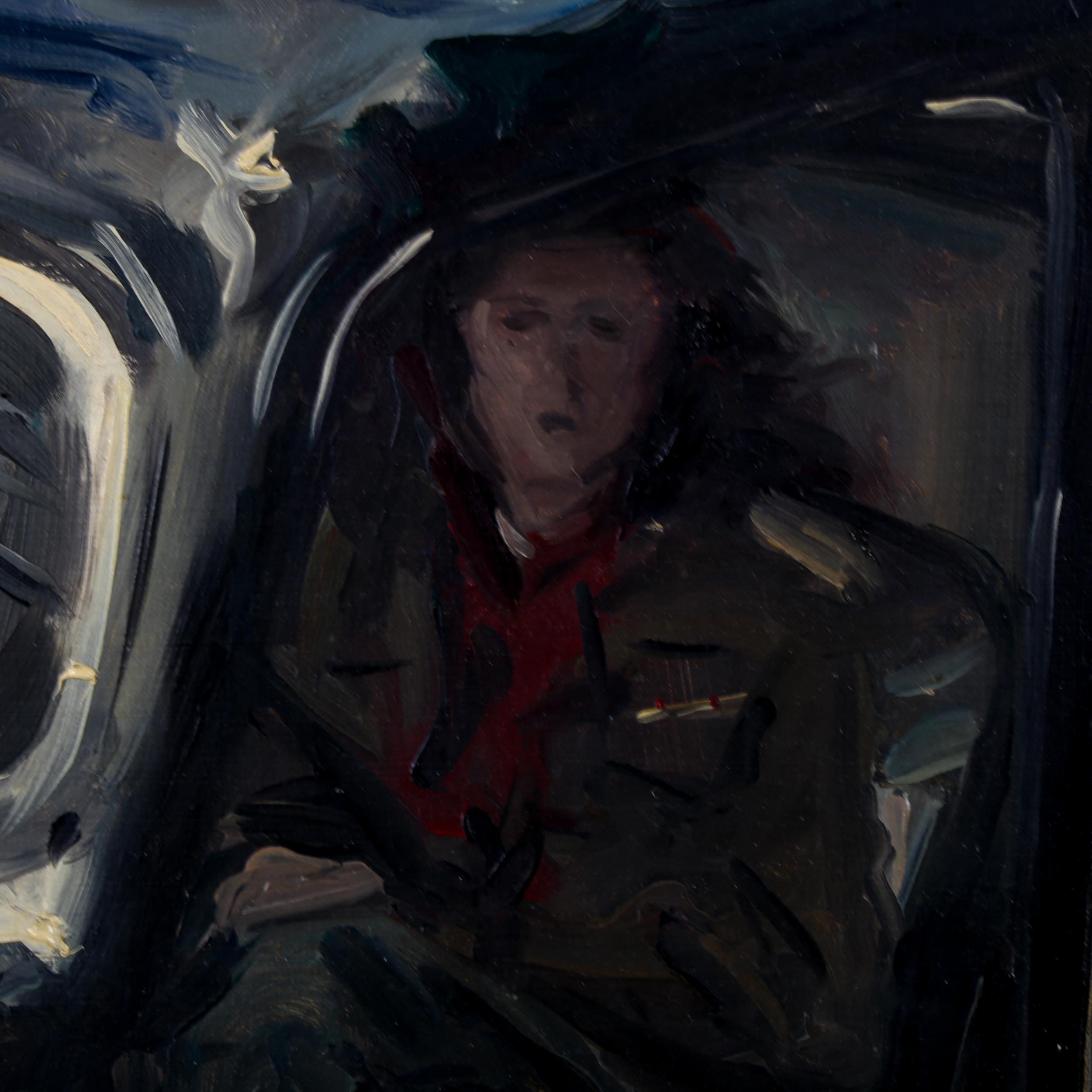 Howard Morgan (born 1949), oil on canvas, woman in a car, 43cm x 59cm, framed Very good condition - Image 3 of 4