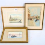 3 early 20th century watercolour scenes in Venice, including works by H Biondetti and U Ongania,