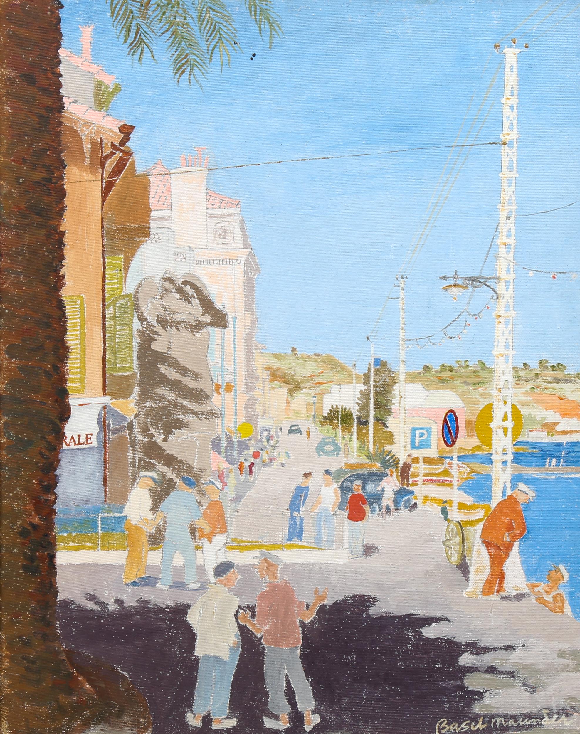 Basil Maunder, oil on board, Continental harbour scene, signed, 50cm x 40cm, framed Very slight