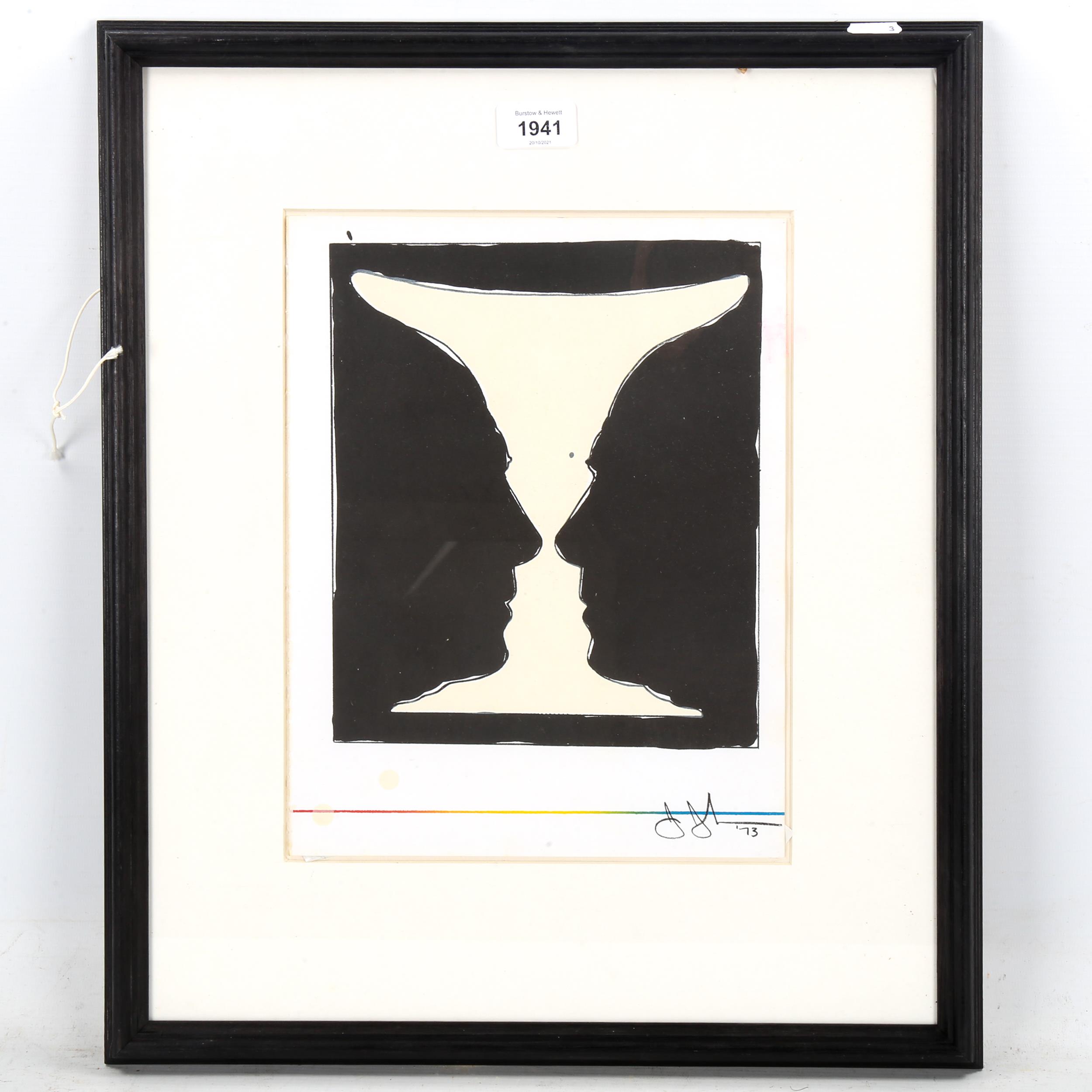 Jasper Johns, original lithograph, Cup To Face, XXE Siecle issue 1973, image 25cm x 20cm, framed - Image 2 of 4