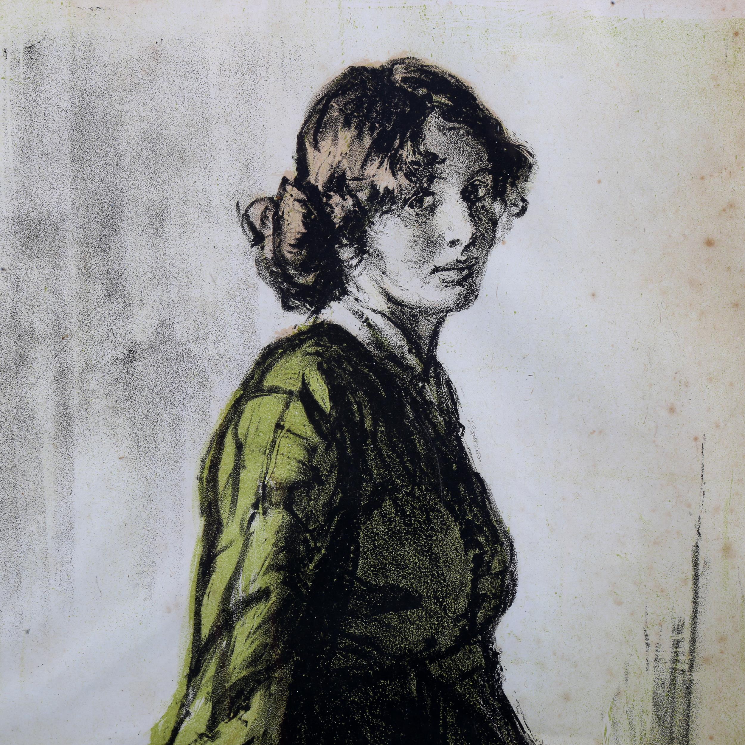 Gerald Spencer Pryse (1881 - 1956), colour lithograph, The Green Dress, signed in pencil, 44cm x - Image 4 of 4