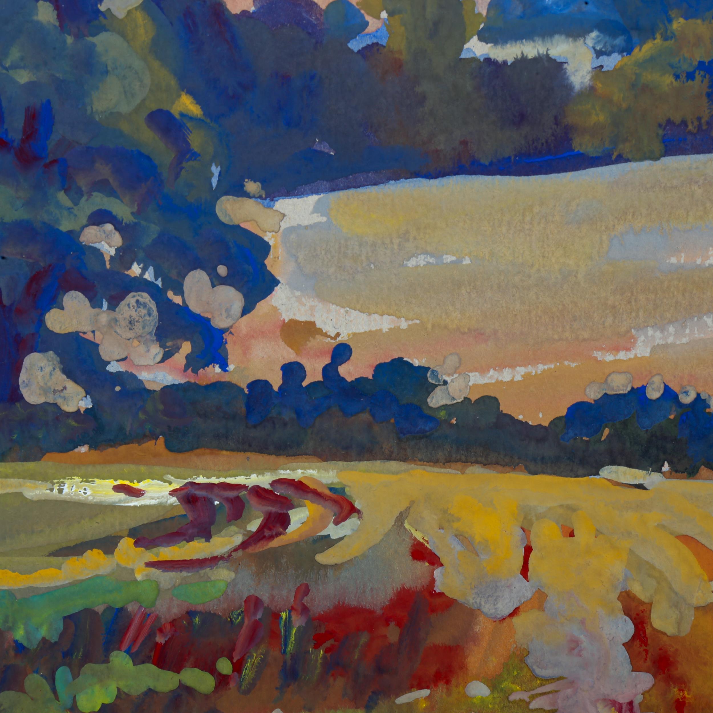 Fyffe Christie (1918 - 1979), gouache on paper, Field Eynsford, signed and dated 1971, 16.5cm x - Image 4 of 4