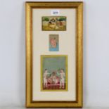 3 x Mughal paintings on ivory and card, erotic studies, modern frame, overall frame dimensions