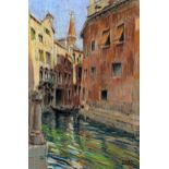 Oliver Beadle, pair of coloured pastels, scenes in Venice, signed, 35cm x 23cm, framed Good