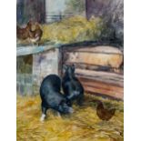 Robert Boar, watercolour, pigs and poultry, signed, 39cm x 30cm, framed Good condition
