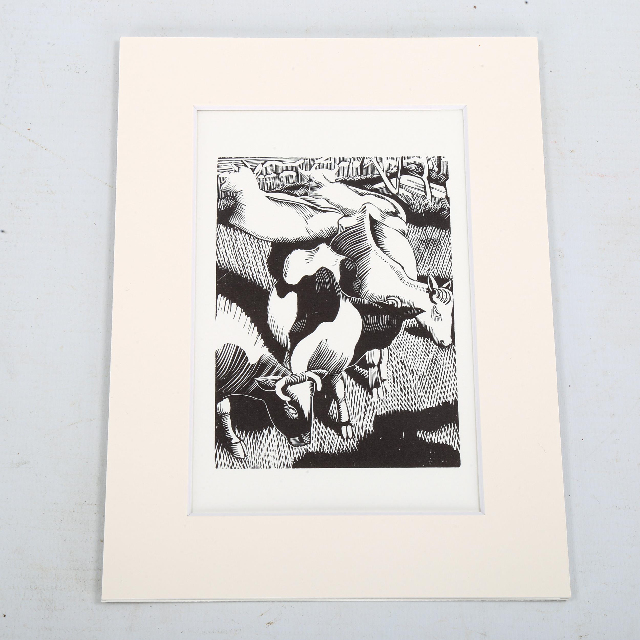 John Nash (1893 - 1977), limited edition wood engraving on paper, cows, 1920, 11.5cm x 8.25cm, - Image 3 of 4