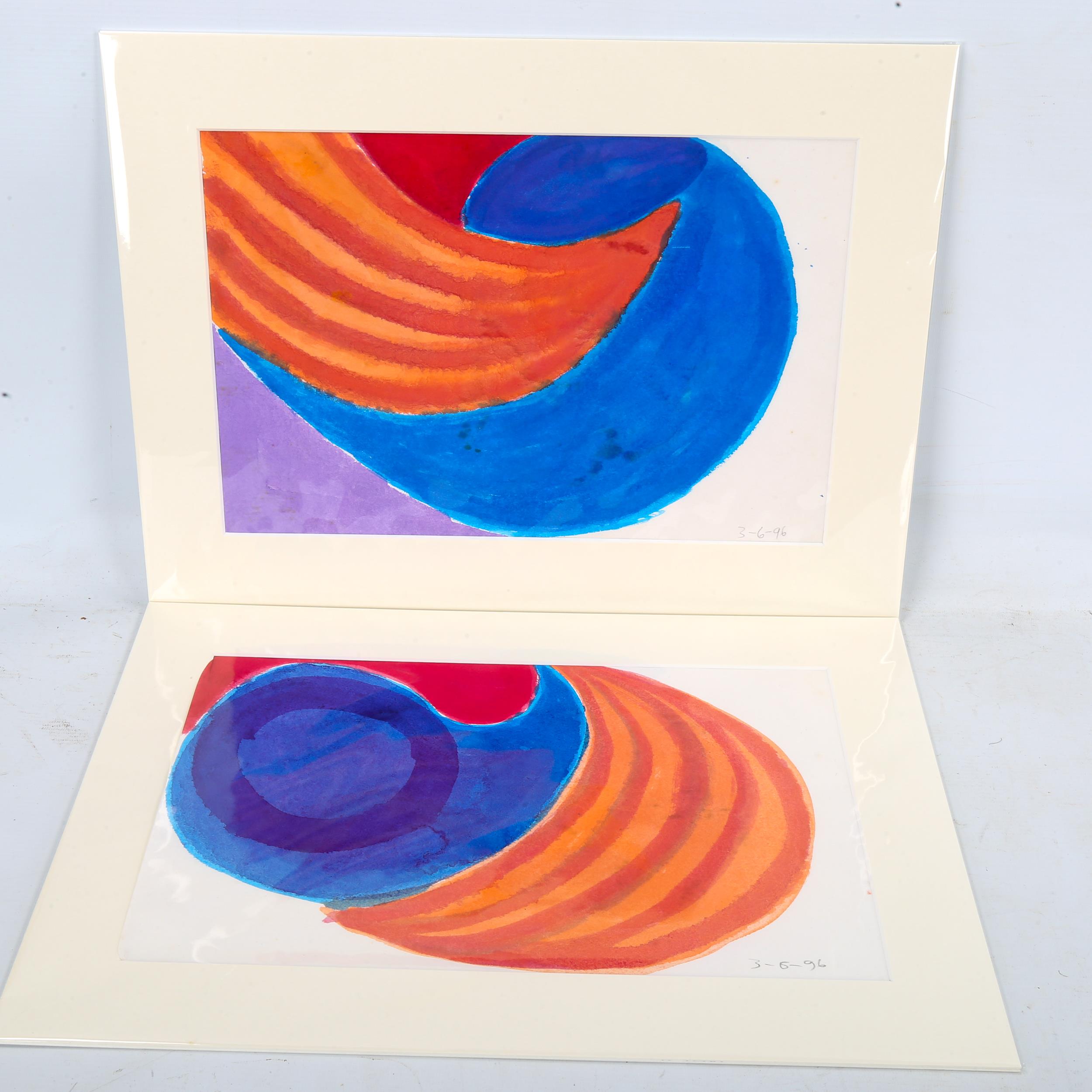 John Edwards (1938 - 2009), 3 watercolours, abstracts, dated 1996, unsigned, 26cm x 38cm, mounted - Image 2 of 4