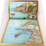 Ettore Gianni, pair of gouache, Mediterranean scenes, signed, 23cm x 33cm, framed 1 has a few