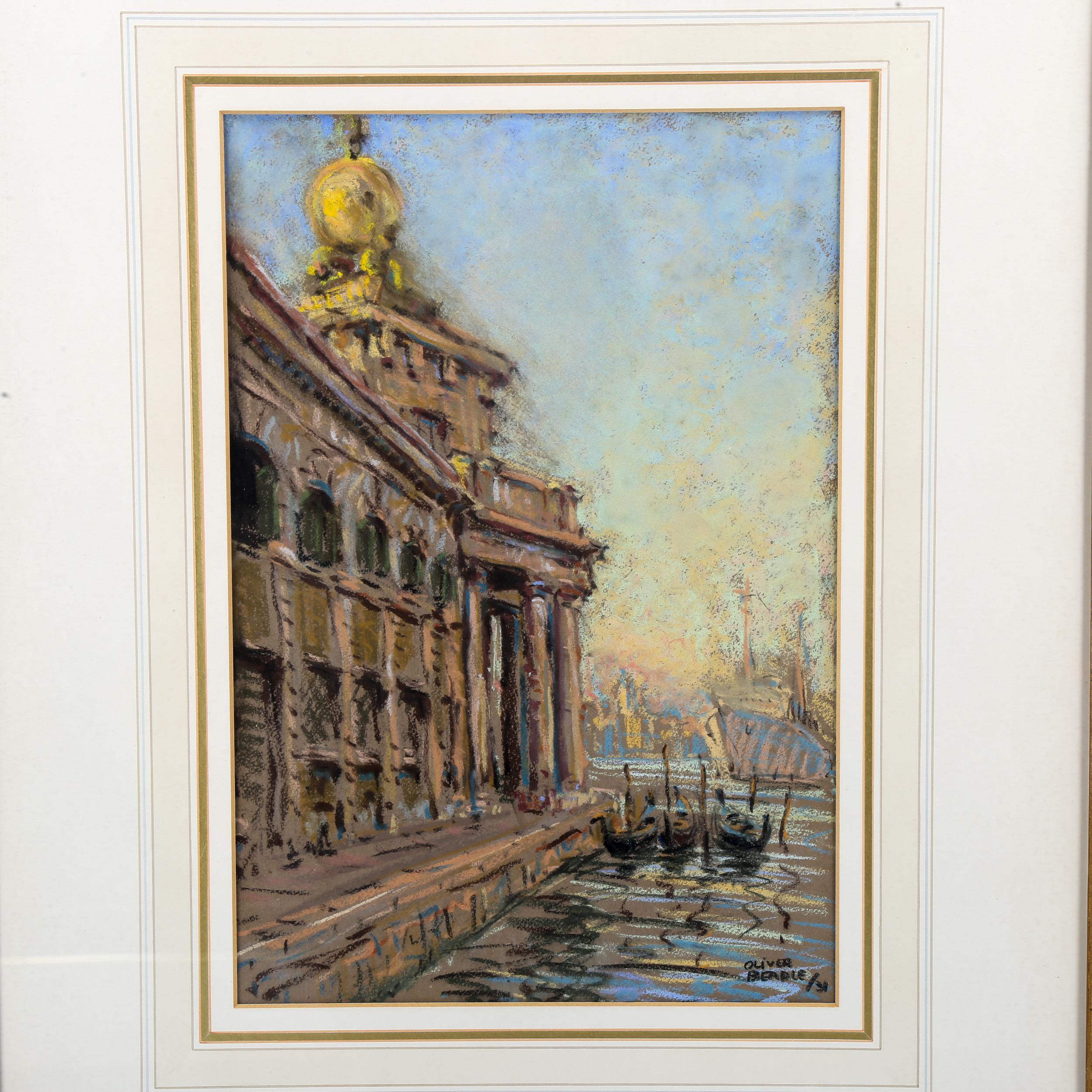 Oliver Beadle, pair of coloured pastels, scenes in Venice, signed, 35cm x 23cm, framed Good - Image 3 of 4