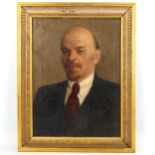 V Simashkevish, oil on canvas, portrait of Lenin, inscribed verso with date 1961, 48cm x 36cm,