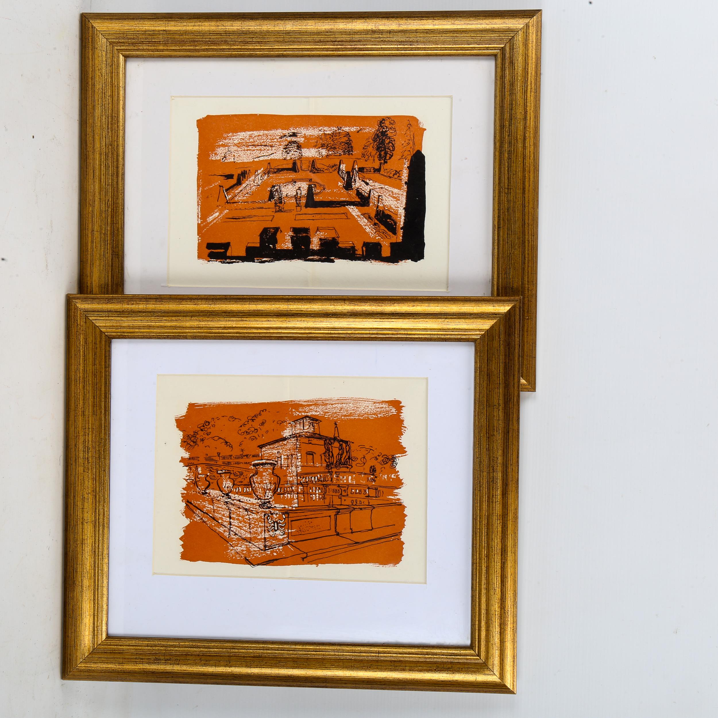 John Piper, 3 auto lithographs, Classical studies, published 1949, image 14cm x 21cm, framed Good - Image 2 of 4