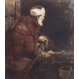 Mortimer Menpes, etching, Arab man, signed in pencil, image 14cm x 12.5cm, framed Margin is