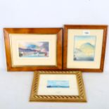 Harold Day, 3 x small watercolours, harbour scenes in Hobart Tasmania, framed (3) All in very good