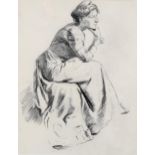 A C Mitchell, charcoal/pencil on paper, inscribed verso Slade drawing, unsigned, 35cm x 25cm, framed