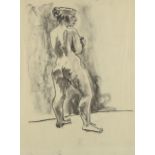 Hugo Dachinger, charcoal on paper, nude study, 17" x 22", framed Slight paper discolouration and