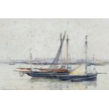 Jules Lessore (1849 - 1892), watercolour, harbour scene, signed, 35cm x 52cm, framed Some foxing but