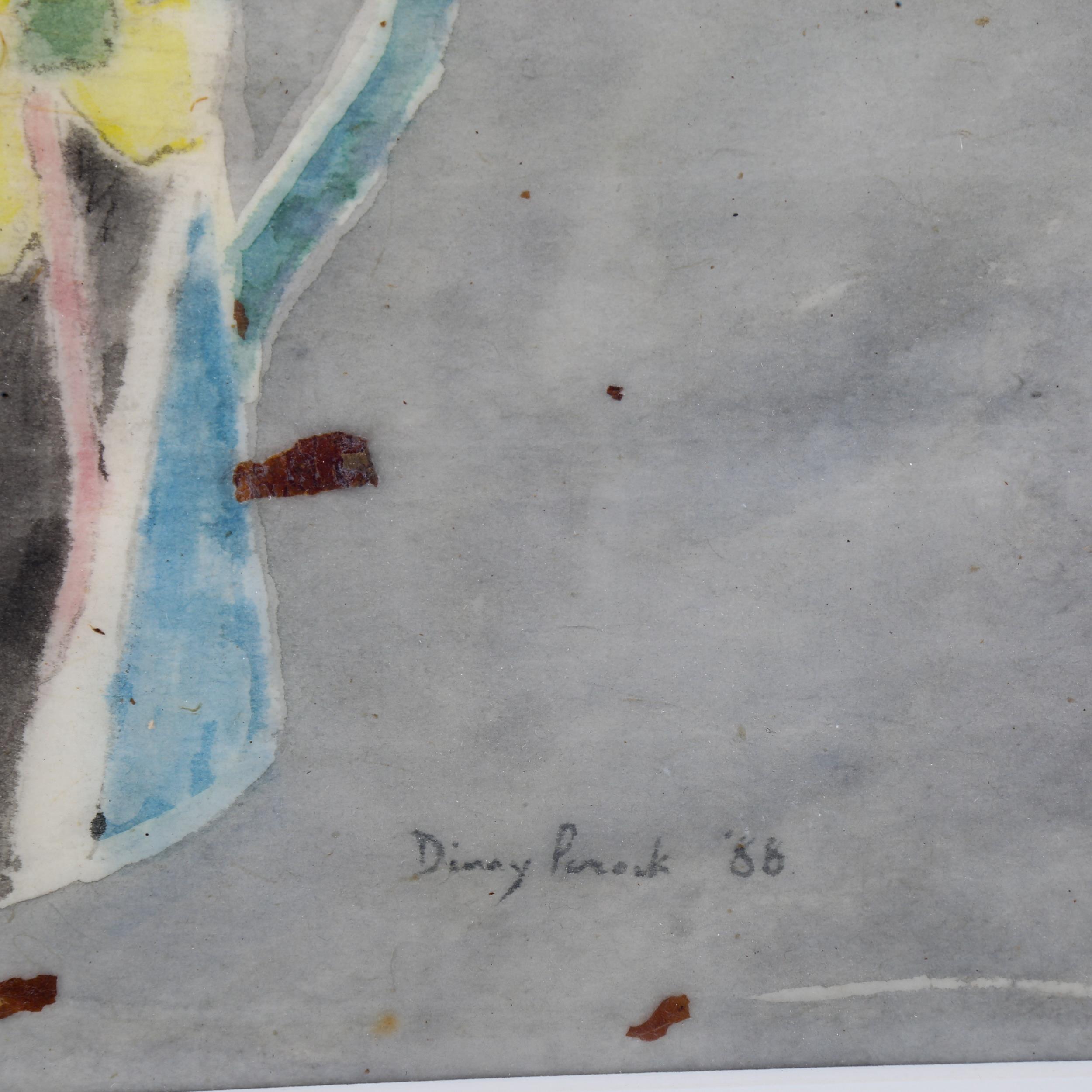 Dinny Pocock, watercolour, red tulips, 1988, signed, 36cm x 33cm, framed Good condition - Image 3 of 4