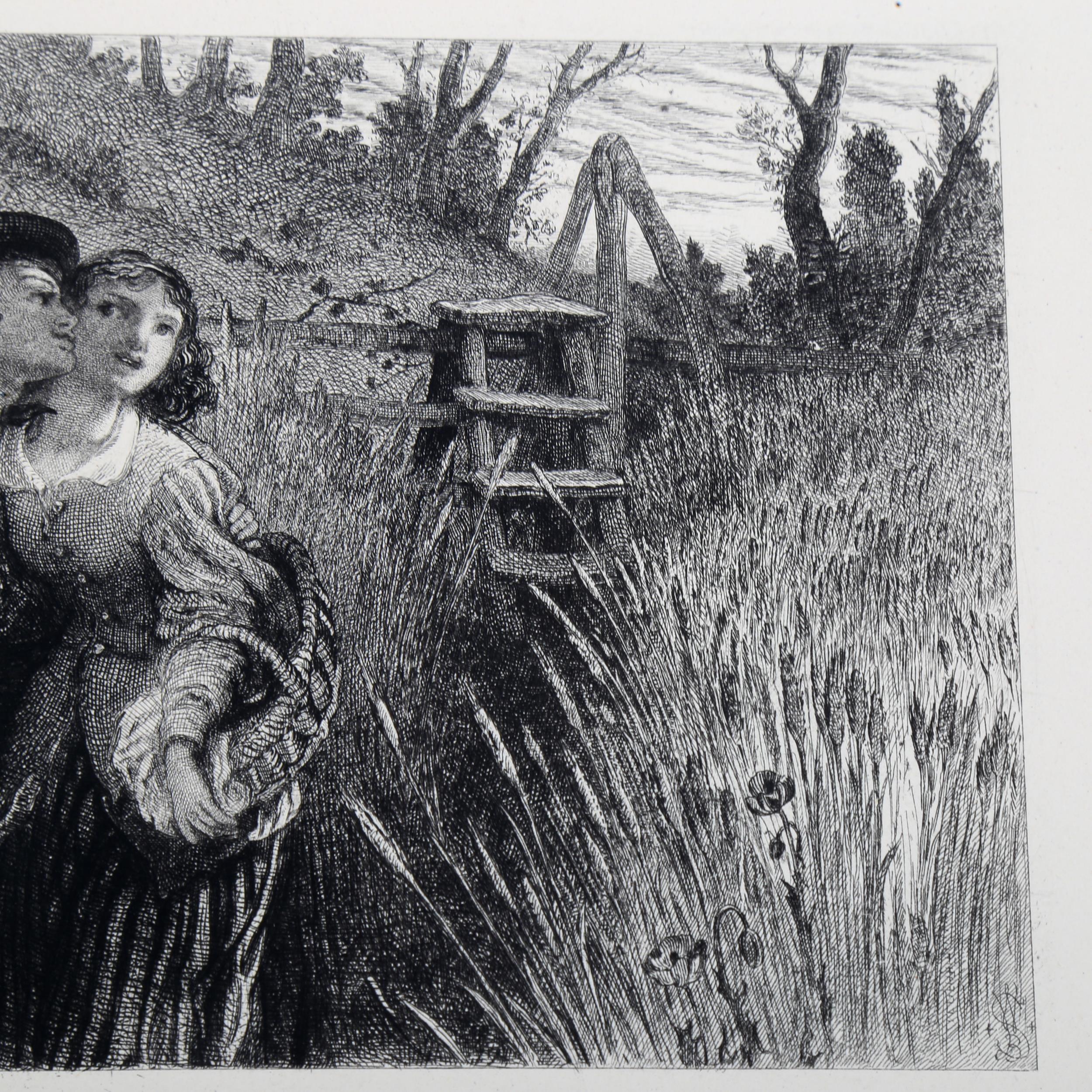 William Bell Scott (1811 - 1890), etching, Coming Through The Rye, image 10.5cm x 16.5cm, - Image 4 of 4