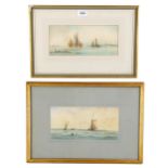 Richmond Markes, a pair of watercolours, marine scenes, signed, 12cm x 27cm and 15cm x 32cm, framed