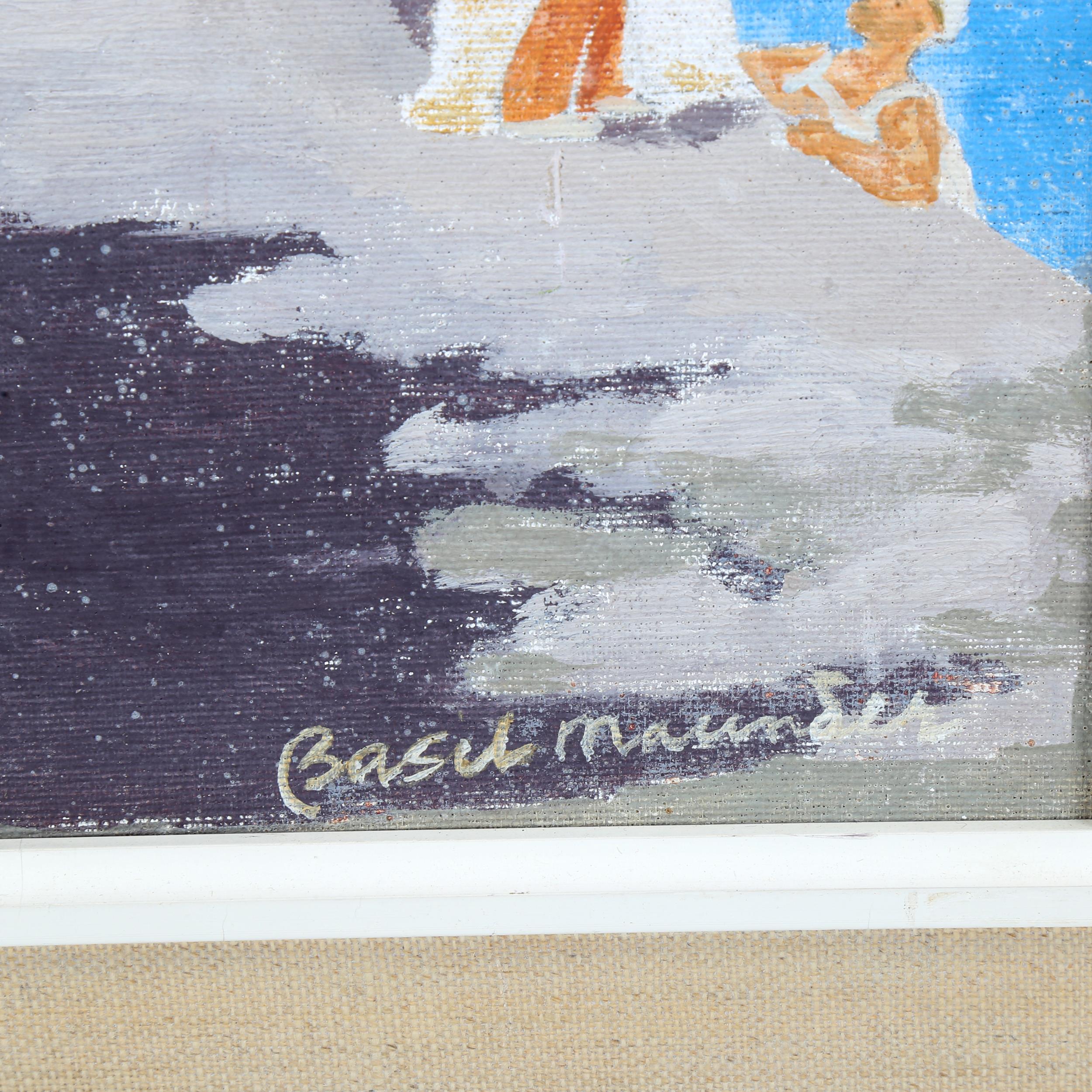 Basil Maunder, oil on board, Continental harbour scene, signed, 50cm x 40cm, framed Very slight - Image 3 of 4