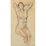 Albert Edward Jackson (1873 - 1952), charcoal/crayon on paper, nude life study, 40cm x 23cm,