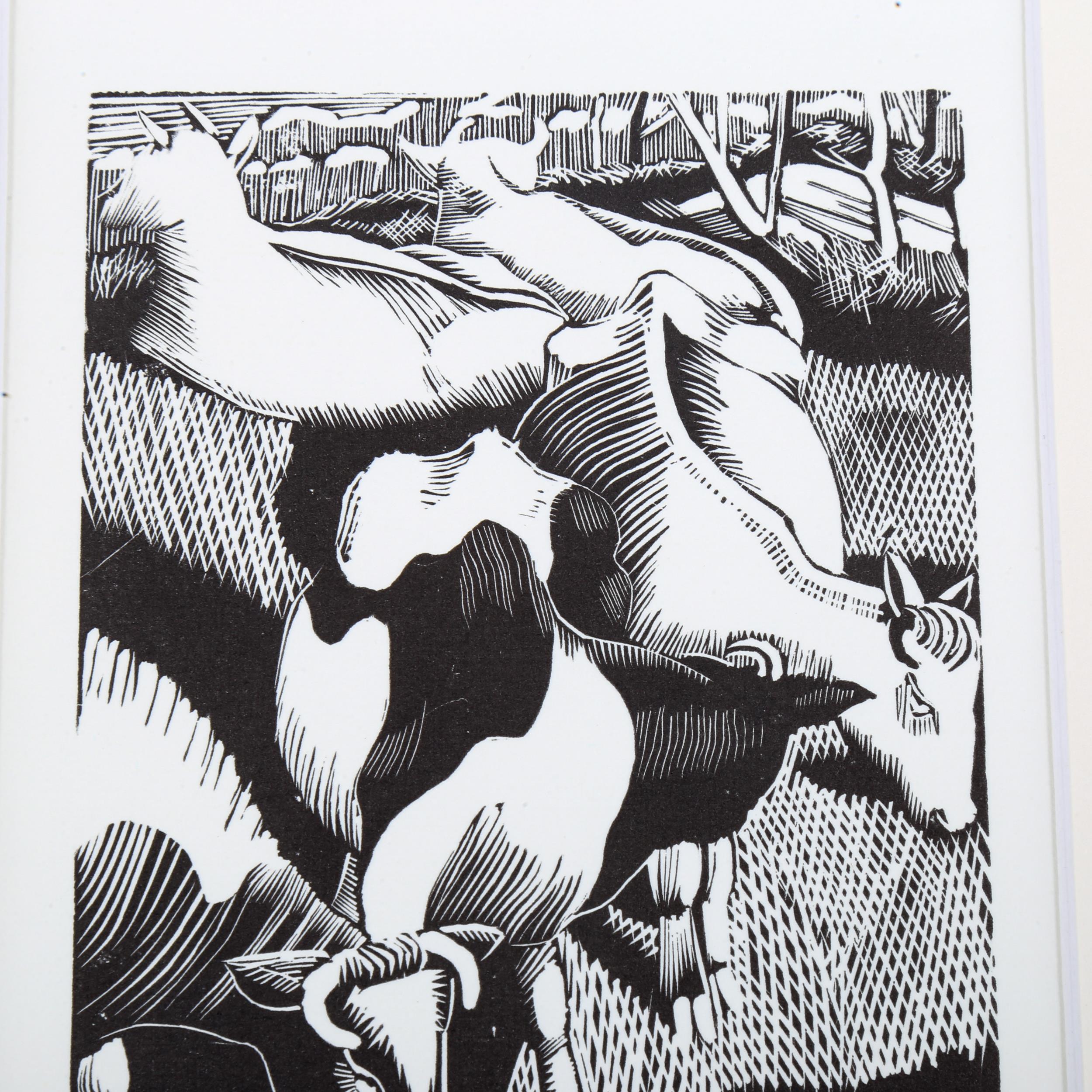 John Nash (1893 - 1977), limited edition wood engraving on paper, cows, 1920, 11.5cm x 8.25cm, - Image 4 of 4